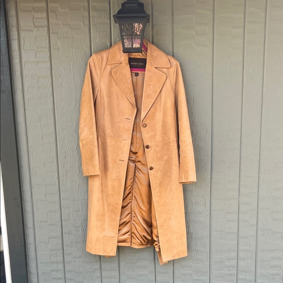 Andrew Marc Jackets & Blazers - Andrew Marc Camel Leather Trench Coat size small